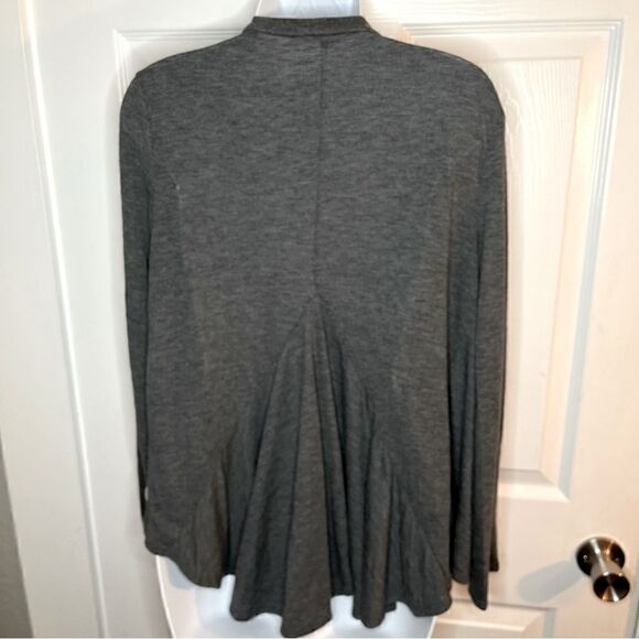 Gillian & O’Malley Marled Open Front Cardigan Ruffle Back High Low Hem Grey S - Picture 7 of 7